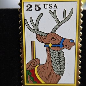 Vintage Reindeer USPS Stamp Pin